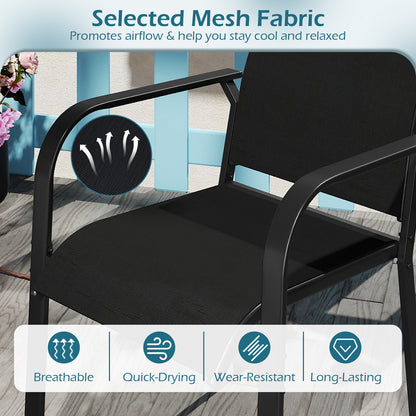 Patio Dining Chairs Set of 2/4/6 Stackable Outdoor Armchairs with Metal Frame-Set of 4