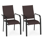 Patio Dining Chairs Set of 2/4/6 Stackable Outdoor Armchairs-Set of 2