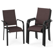 Patio Dining Chairs Set of 2/4/6 Stackable Outdoor Armchairs-Set of 4