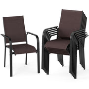 Patio Dining Chairs Set of 2/4/6 Stackable Outdoor Armchairs-Set of 6