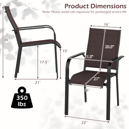 Patio Dining Chairs Set of 2/4/6 Stackable Outdoor Armchairs-Set of 6