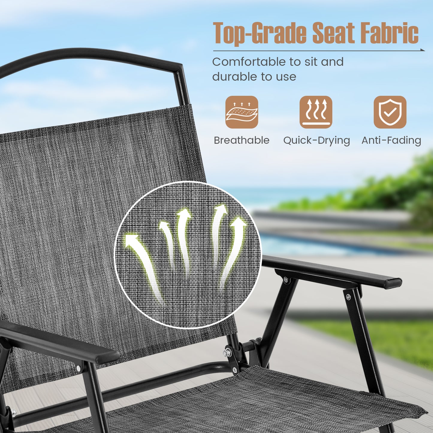 Patio Dining Set for 4 with Umbrella Hole-Gray