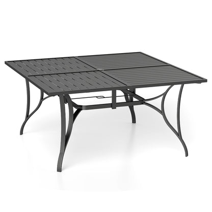 Patio Dining Table for 8 with Umbrella Hole for Porch Lawn