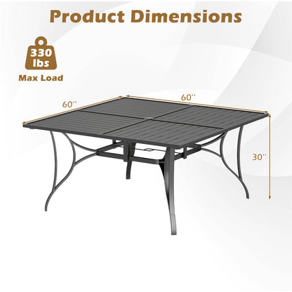 Patio Dining Table for 8 with Umbrella Hole for Porch Lawn
