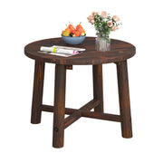 Patio End Table with Solid Wood Structure for Garden Deck Poolside and Indoors-Brown