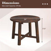 Patio End Table with Solid Wood Structure for Garden Deck Poolside and Indoors-Brown