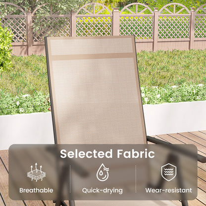 1 Piece Patio Folding Dining Chairs with 7-Level Adjustable High Backrest-Coffee