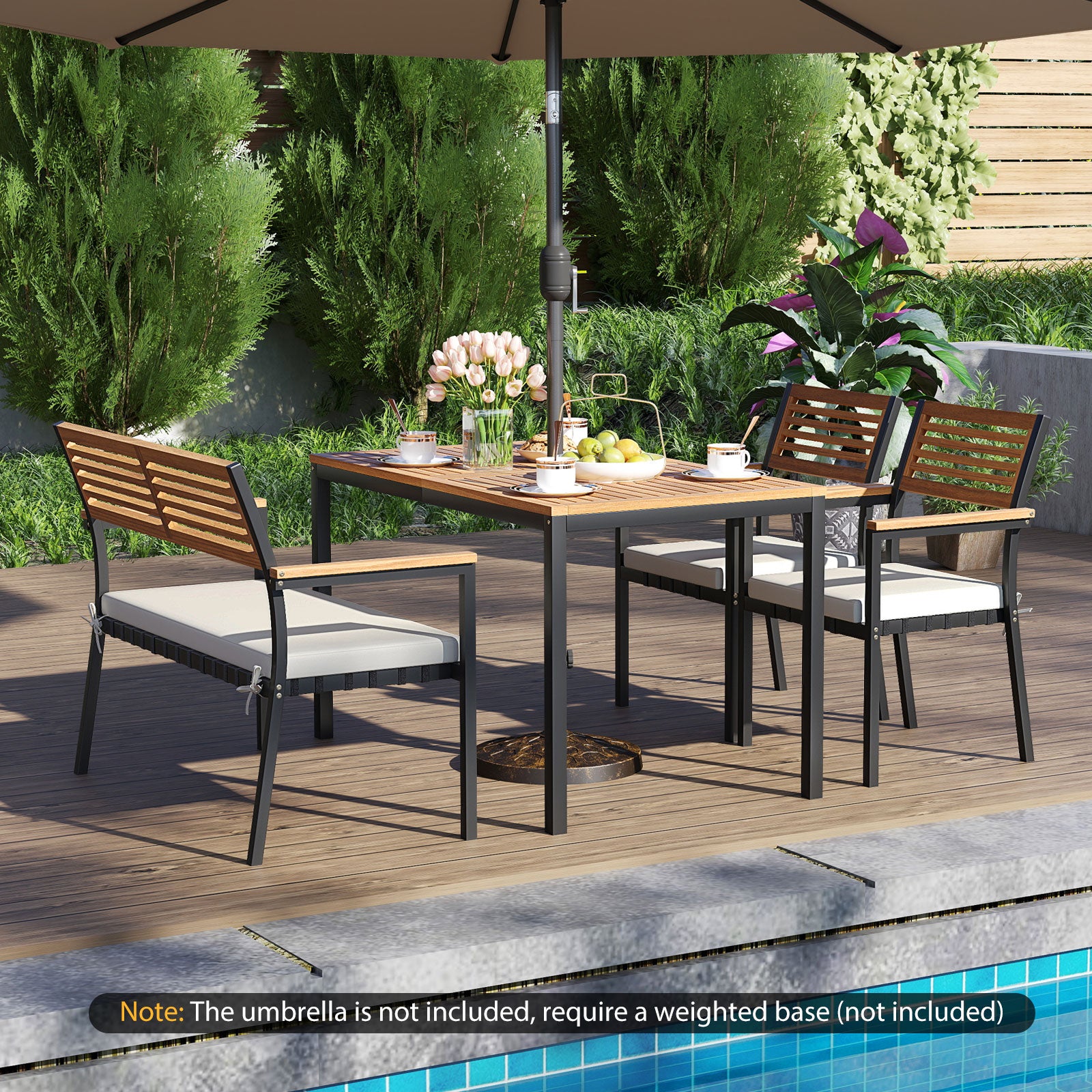 4-Piece Patio Furniture Set Outdoor Dining Chair Set-White