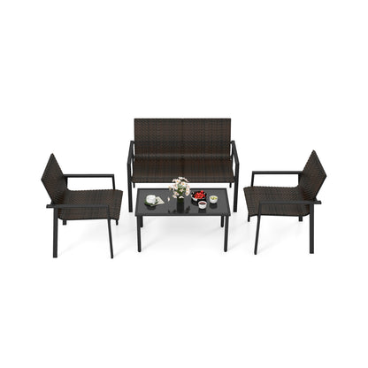 4 Pieces Patio Furniture Set with Heavy Duty Galvanized Metal Frame