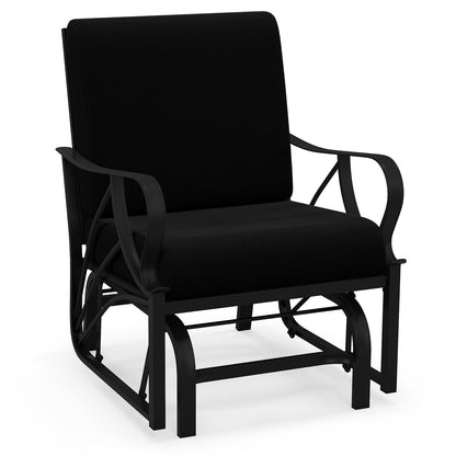 Patio Glider Rocking Chair with Thick Cushion and Curved Armrest-Black - Black