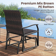3 Piece Patio Gliding Set with Tempered Glass Coffee Table All Weather-Brown