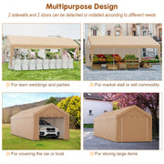10 x 20 Feet Portable Garage Tent Carport with Galvanized Steel Frame-with Sidewall