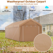 10 x 20 Feet Portable Garage Tent Carport with Galvanized Steel Frame-with Sidewall