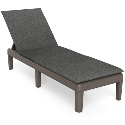 Patio Lounge Outdoor Recliner Chair with Cushion 3-Position Adjustable Backrest-Gray - Gray