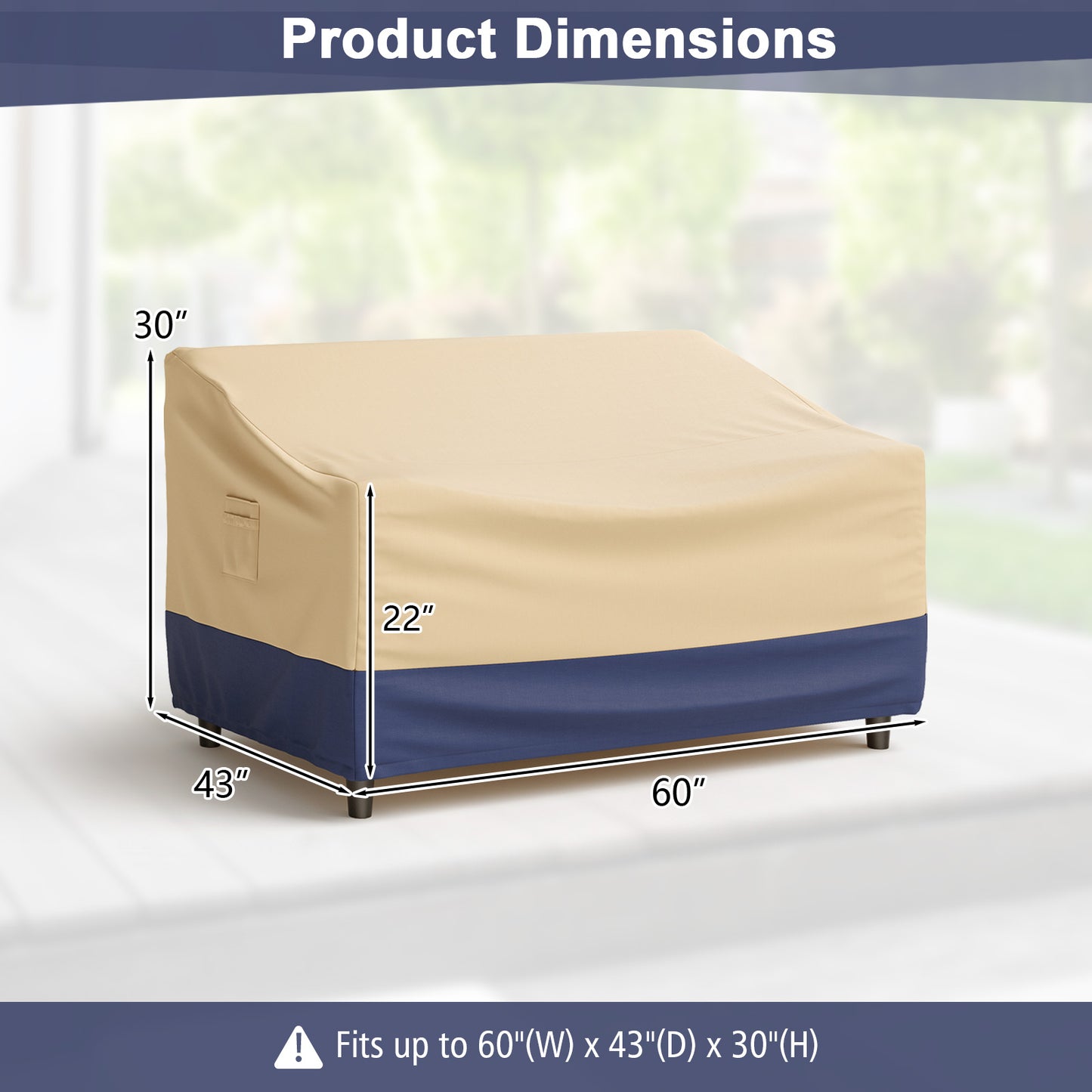 Patio Furniture Cover with Padded Handle and Click-Close Straps