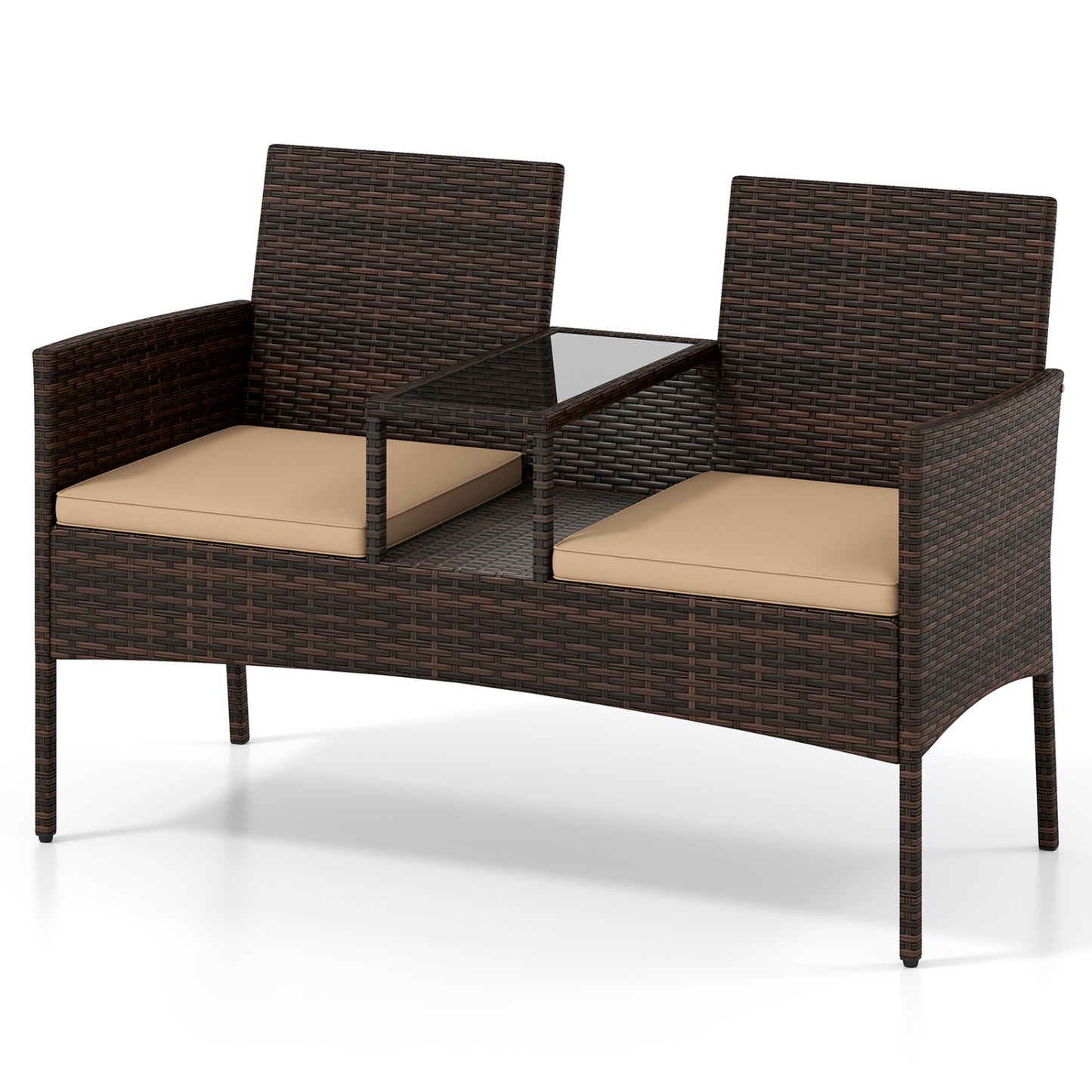 Patio Loveseat 2-Seat Conversation Set with Coffee Table