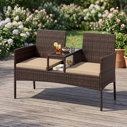 Patio Loveseat 2-Seat Conversation Set with Coffee Table