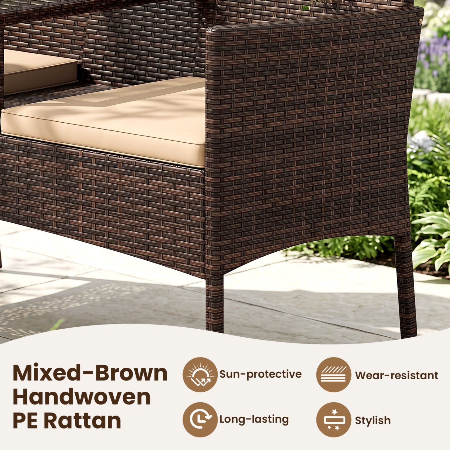 Patio Loveseat 2-Seat Conversation Set with Coffee Table
