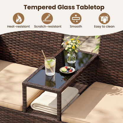 Patio Loveseat 2-Seat Conversation Set with Coffee Table