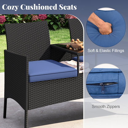 Patio Loveseat with Built-in Table for Backyard Porch