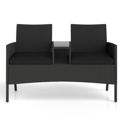 Patio Loveseat with Built-in Table and Storage