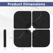 20 Inch Patio Offset Water Filled Plate Umbrella Base Sand-Black