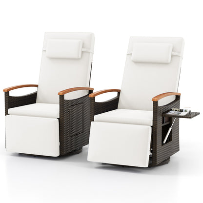 Swivel Reclining Chaise Lounge Set with Adjustable Backrest