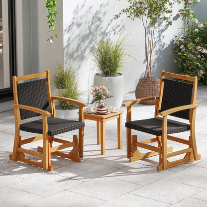 Rattan Glider Chair with Acacia Wood Frame