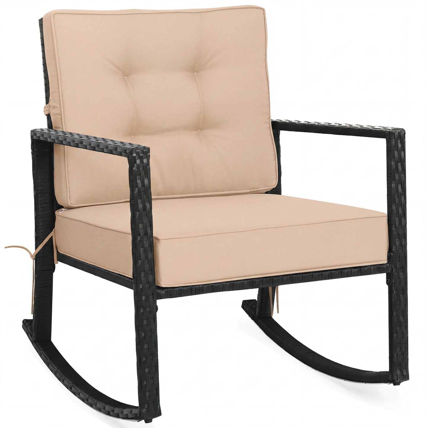 Rattan Rocking Chair with Cushion for Patio & Garden