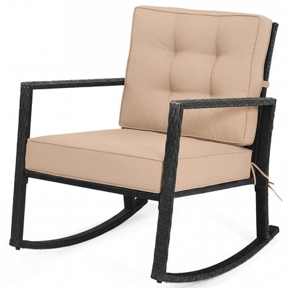 Rattan Rocking Chair with Cushion for Patio & Garden