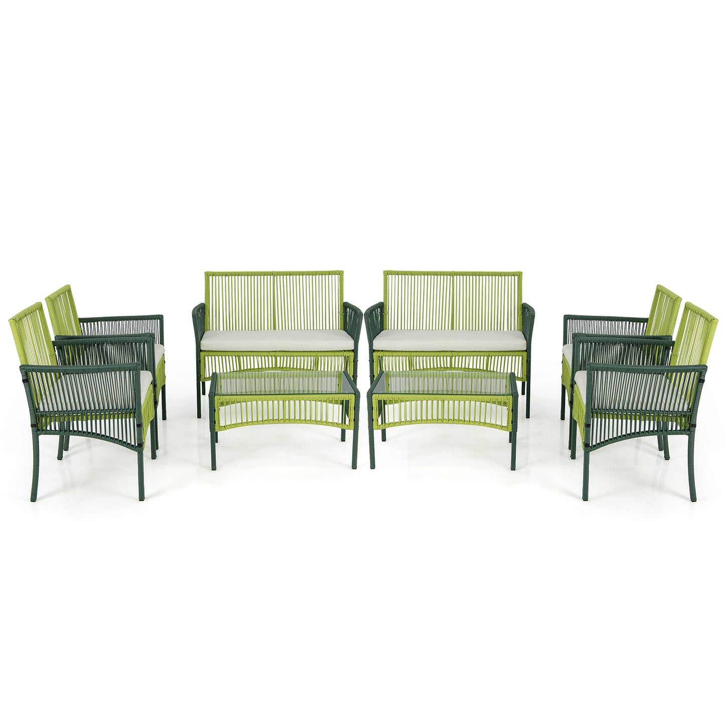 4 Piece Patio Round Wicker Conversation Set