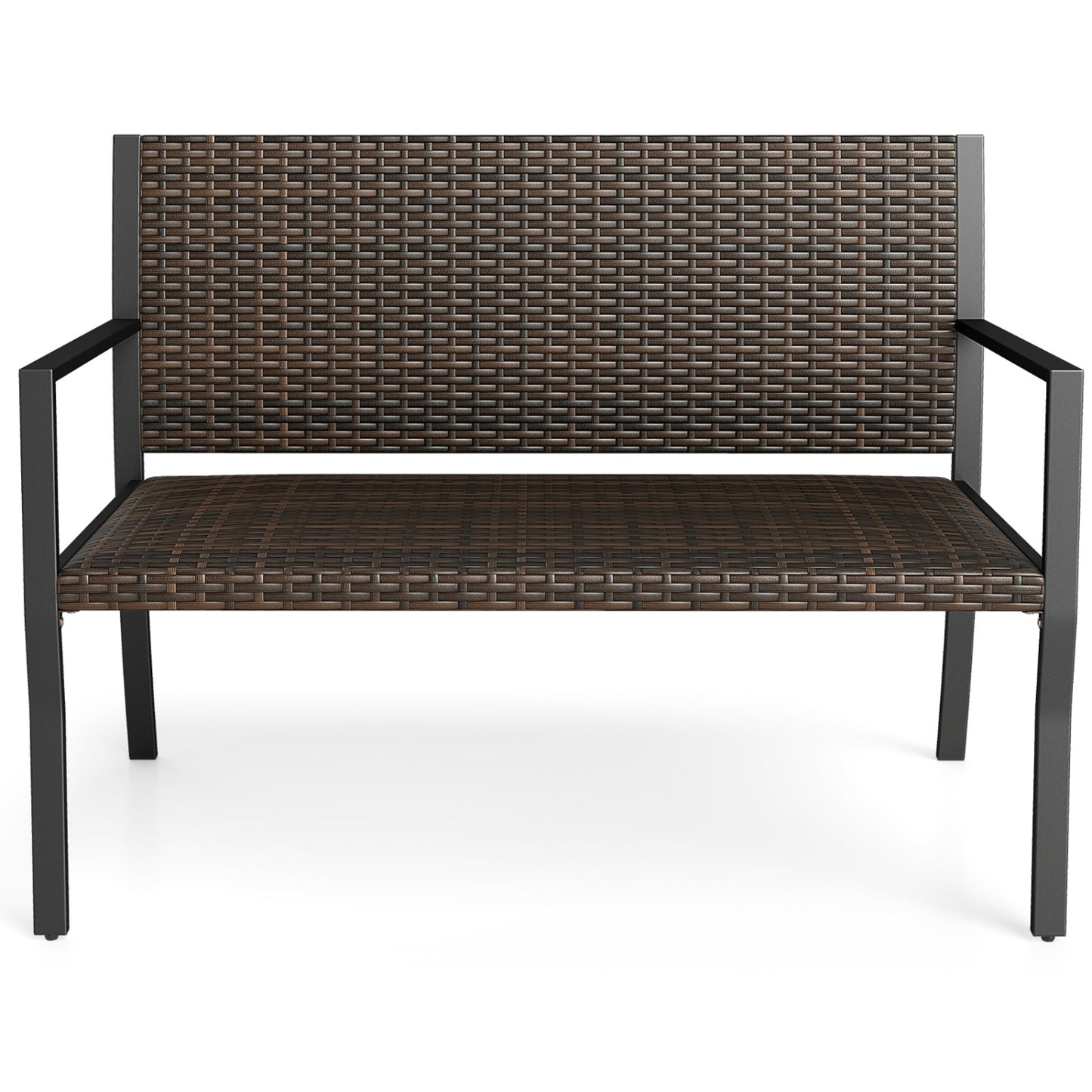 Outdoor Rattan Loveseat with Sponge Cushion - 800 lbs Capacity