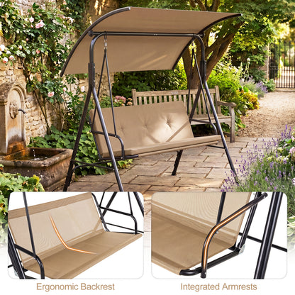 2-Person Patio Swing Chair with Adjustable Canopy