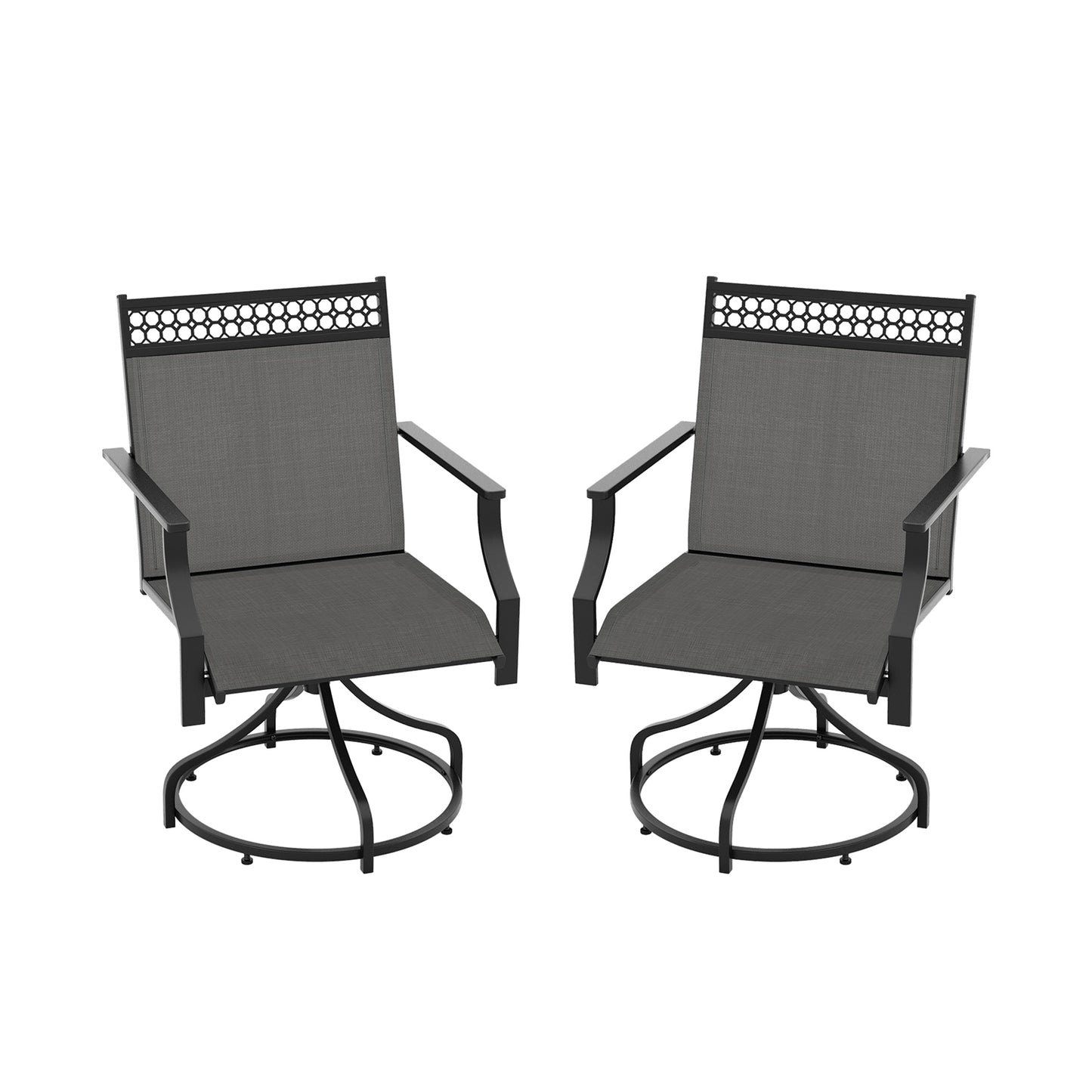 Patio Swivel Dining Chairs Set of 2 with Heavy-duty Metal Frame and Armrests-Gray
