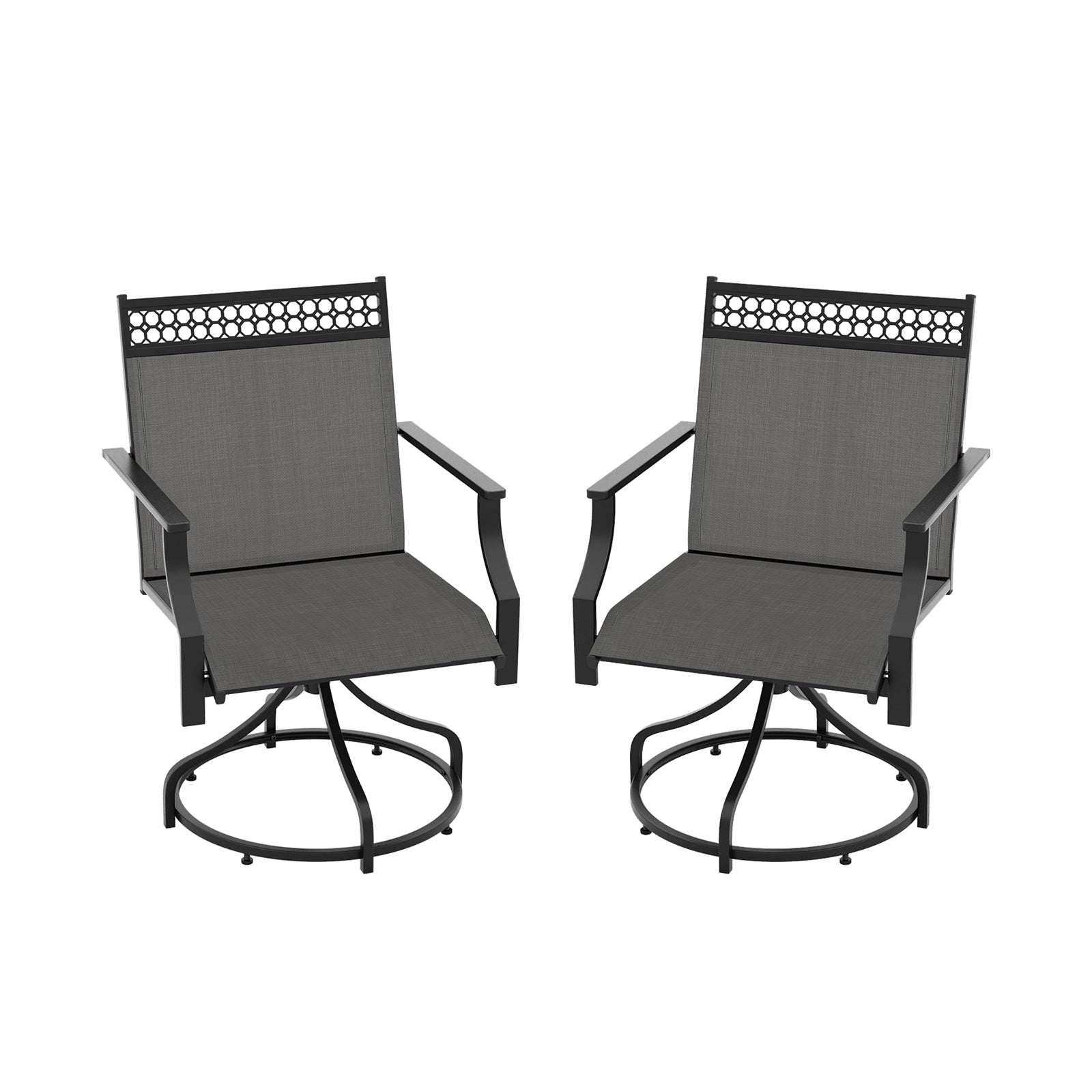 Patio Swivel Dining Chairs Set of 2 with Heavy-duty Metal Frame and Armrests-Gray
