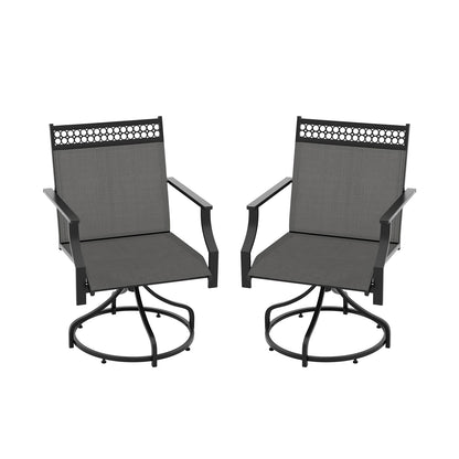 Patio Swivel Dining Chairs Set of 2 with Heavy-duty Metal Frame and Armrests-Gray
