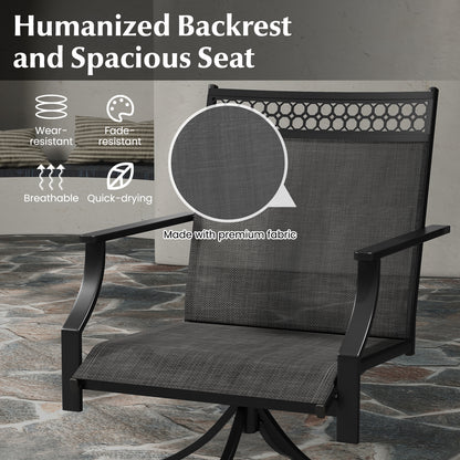 Patio Swivel Dining Chairs Set of 2 with Heavy-duty Metal Frame and Armrests-Gray