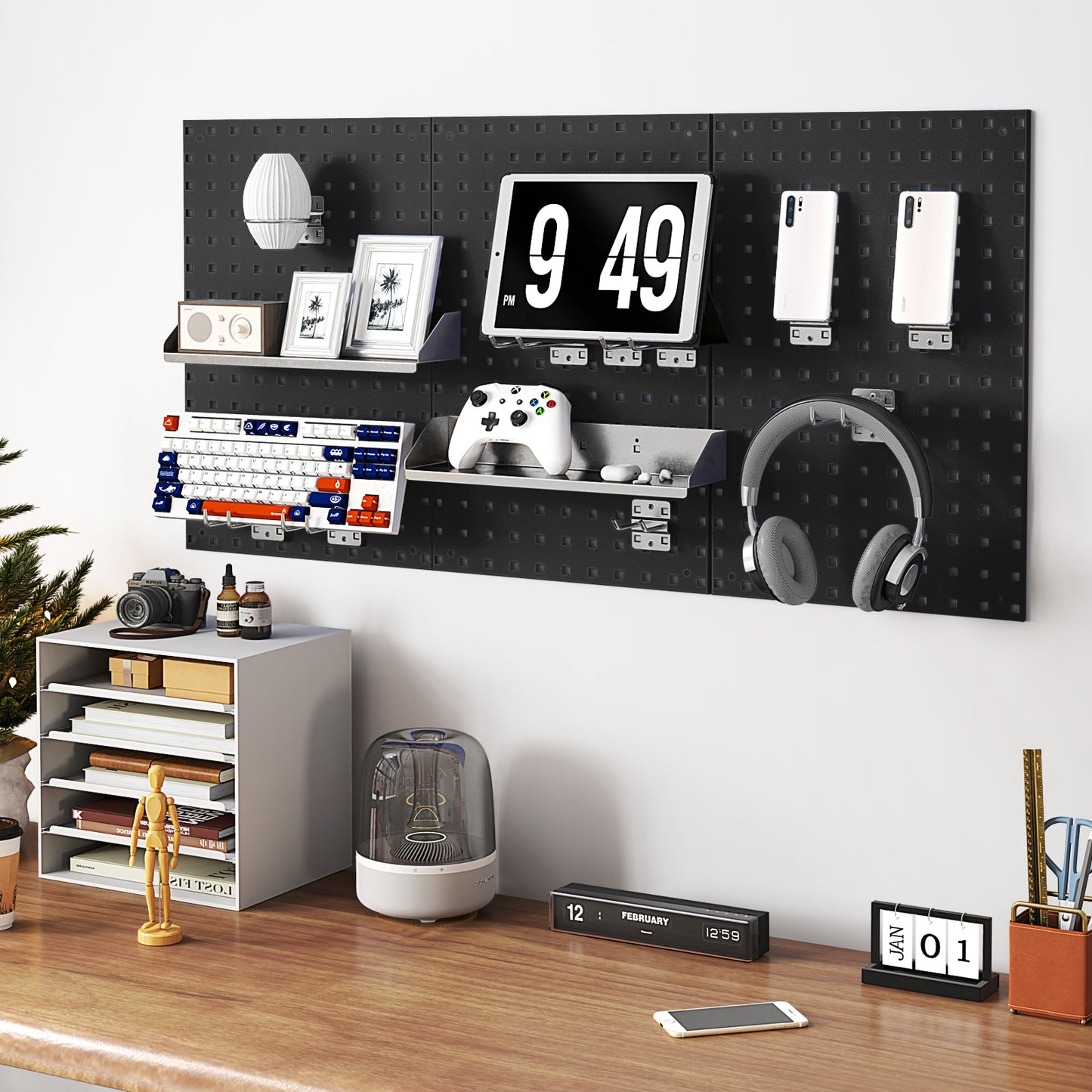 Wall-Mounted Pegboard Kit with 3 Pegboards for Garage Workshop