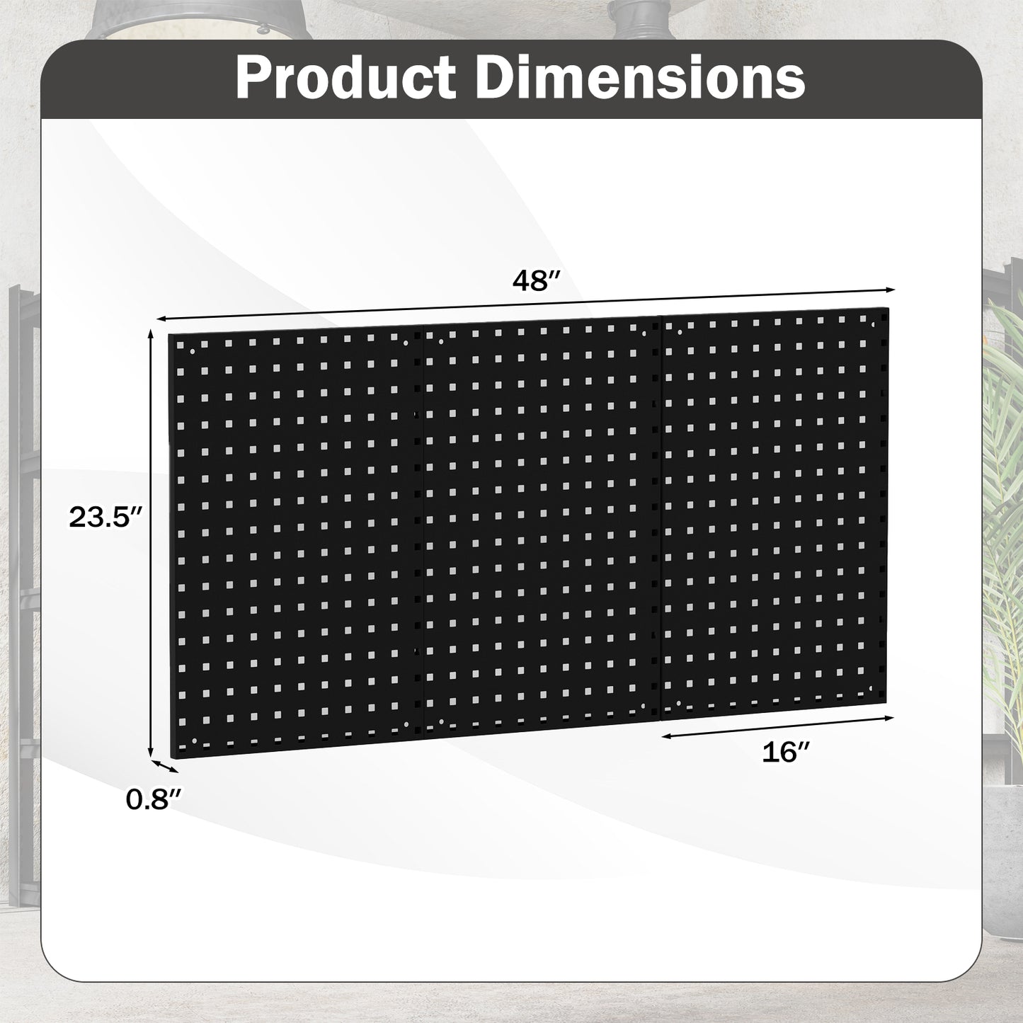 Wall-Mounted Pegboard Kit with 3 Pegboards for Garage Workshop