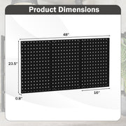 Wall-Mounted Pegboard Kit with 3 Pegboards for Garage Workshop-Black