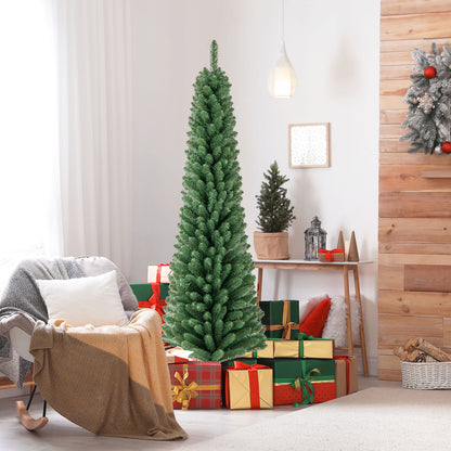 Pencil Christmas Tree with Memory Wire Branch Tips and Warm LED Lights-6FT
