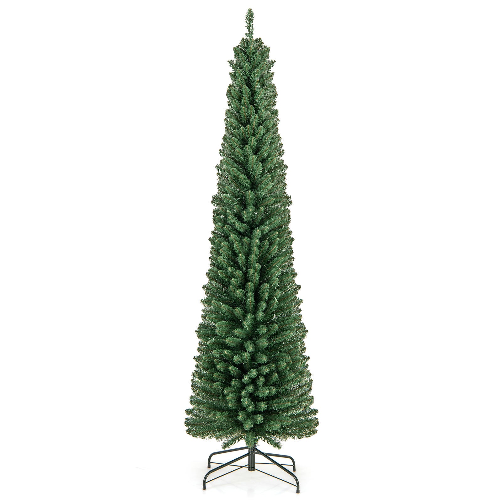 Pencil Christmas Tree with Memory Wire Branch Tips and Warm LED Lights-7FT