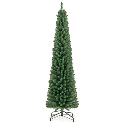 Pencil Christmas Tree with Memory Wire Branch Tips and Warm LED Lights-7FT