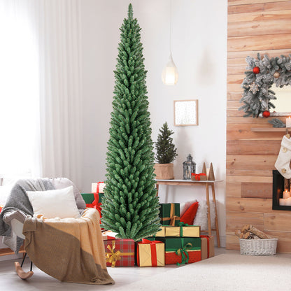 Pencil Christmas Tree with Memory Wire Branch Tips and Warm LED Lights-8FT