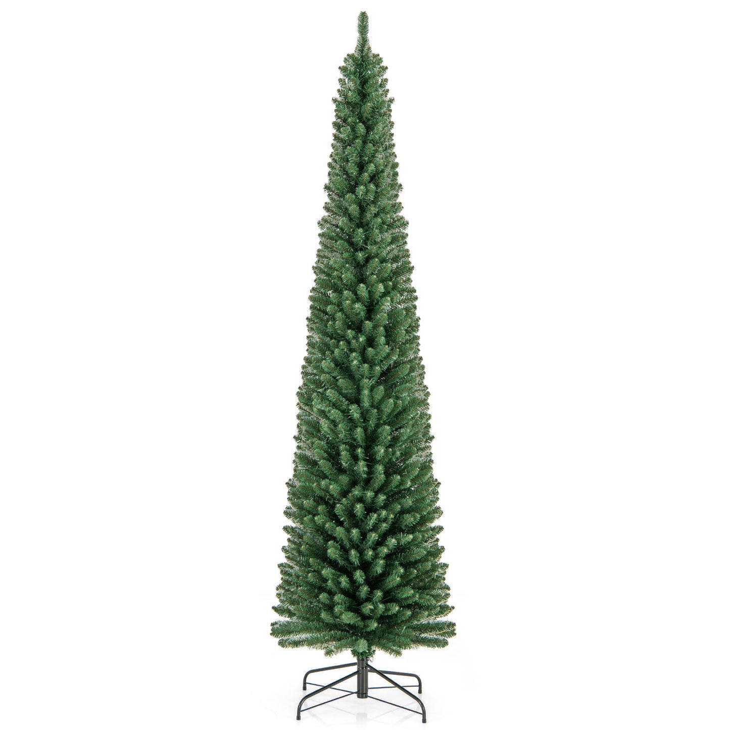 Pencil Christmas Tree with Memory Wire Branch Tips and Warm LED Lights-8FT