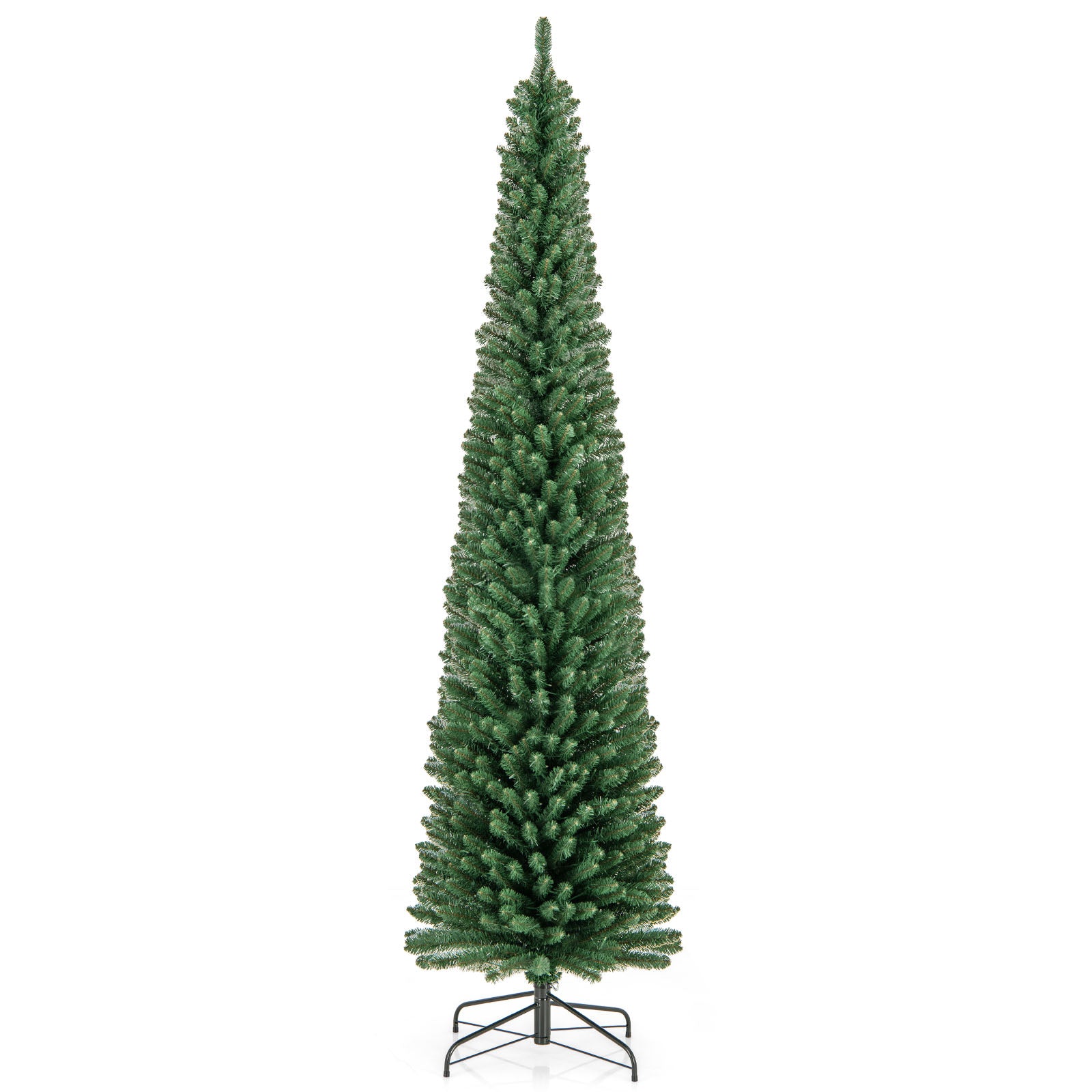 Pencil Christmas Tree with Memory Wire Branch Tips and Warm LED Lights-8FT