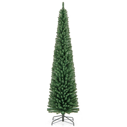 Pencil Christmas Tree with Memory Wire Branch Tips and Warm LED Lights-8FT