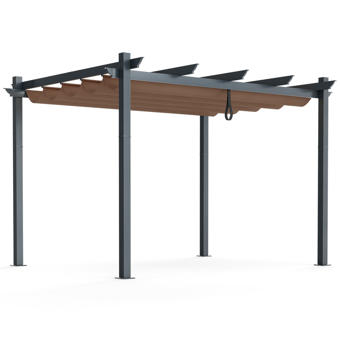 10 x 12 Feet Outdoor Aluminum Retractable Pergola Canopy Shelter Grape Trellis-Coffee - Coffee
