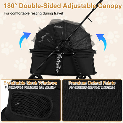 Foldable Pet Stroller for Small to Medium Dogs with Brake