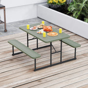 Picnic Table Bench Set for 2-4 People Outdoor Rectangular Camping Dining Table-Green